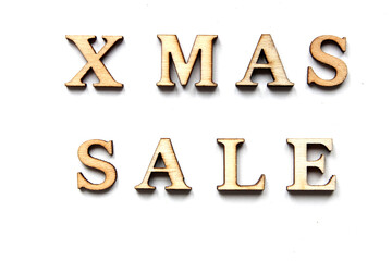 Present decorated with the word sale, over white. Christmas concept