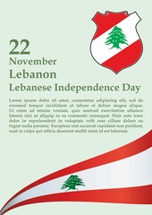Flag of Lebanon, Lebanese Republic, November 22 - Lebanese Independence Day. Bright, colorful vector illustration
