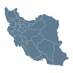 Iran Map - Vector Solid Contour and State Regions