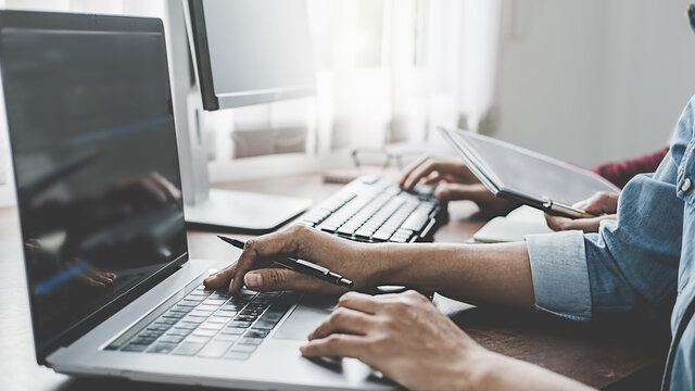Programmer working in a software development and coding technologies. Website design. Technology concept.