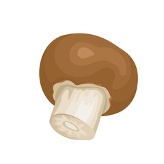 Cartoon mushroom isolated on white background. Icon. Vector flat illustration.