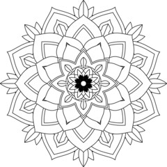 Easy Mandala coloring book simple and basic for beginners, seniors and children. Set of Mehndi flower pattern for Henna drawing and tattoo. Decoration in ethnic oriental, Indian style.