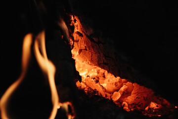 fire in the fireplace