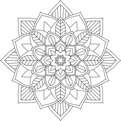 Easy Mandala coloring book simple and basic for beginners, seniors and children. Set of Mehndi flower pattern for Henna drawing and tattoo. Decoration in ethnic oriental, Indian style.