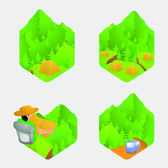 set of four icons emblem adventure