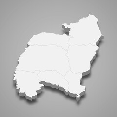 3d map of Amnat Charoen is a province of Thailand