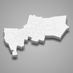 Naklejka premium 3d map of Bangkok is a province of Thailand