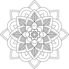 Easy Mandala coloring book simple and basic for beginners, seniors and children. Set of Mehndi flower pattern for Henna drawing and tattoo. Decoration in ethnic oriental, Indian style.
