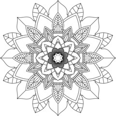 Easy Mandala coloring book simple and basic for beginners, seniors and children. Set of Mehndi flower pattern for Henna drawing and tattoo. Decoration in ethnic oriental, Indian style.