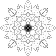 Easy Mandala coloring book simple and basic for beginners, seniors and children. Set of Mehndi flower pattern for Henna drawing and tattoo. Decoration in ethnic oriental, Indian style.