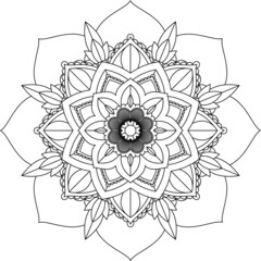 Easy Mandala coloring book simple and basic for beginners, seniors and children. Set of Mehndi flower pattern for Henna drawing and tattoo. Decoration in ethnic oriental, Indian style.