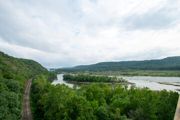 A Railroad Next to the Susquehanna River Viewed from the Holtwood Bridge