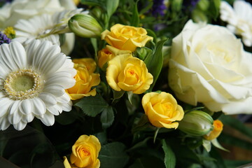 Flower bouquet, gerbera flower, roses