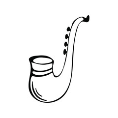 Hand-drawn saxophone. Illustration on white background. Vector.