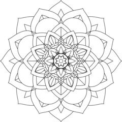 Easy Mandala coloring book simple and basic for beginners, seniors and children. Set of Mehndi flower pattern for Henna drawing and tattoo. Decoration in ethnic oriental, Indian style.