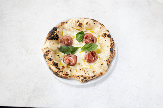 Napolitan pizza on top view
