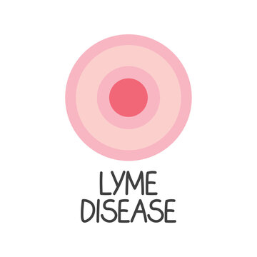 lyme disease text and erythema migrans rash concept- vector illustration