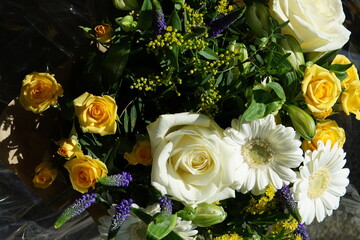 Flower bouquet, gerbera flower, roses