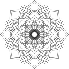 Easy Mandala coloring book simple and basic for beginners, seniors and children. Set of Mehndi flower pattern for Henna drawing and tattoo. Decoration in ethnic oriental, Indian style.
