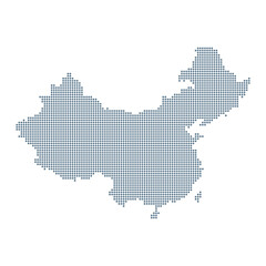 China Map - Vector Pixel Solid Contour