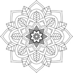 Easy Mandala coloring book simple and basic for beginners, seniors and children. Set of Mehndi flower pattern for Henna drawing and tattoo. Decoration in ethnic oriental, Indian style.