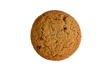 Crunchy oatmeal cookies isolated on a white background. Selective focus. Festival Of Homemade Cookies. Copy of the space. The view from the top