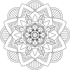 Easy Mandala coloring book simple and basic for beginners, seniors and children. Set of Mehndi flower pattern for Henna drawing and tattoo. Decoration in ethnic oriental, Indian style.