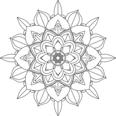 Easy Mandala coloring book simple and basic for beginners, seniors and children. Set of Mehndi flower pattern for Henna drawing and tattoo. Decoration in ethnic oriental, Indian style.