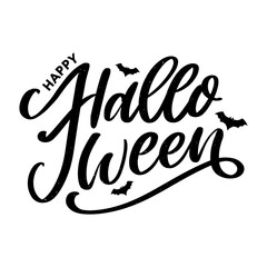 Halloween lettering greeting card calligraphy text brush black vector