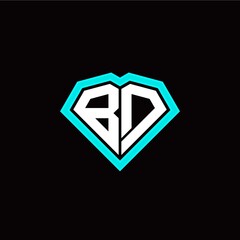 B D initial letter with unique diamond style logo template vector