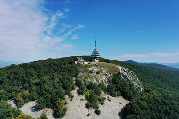 Aerial view of the Zobor pyramid in Nitra, Slovakia
