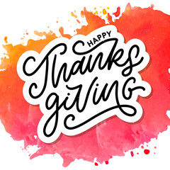 happy thanksgiving lettering calligraphy text brush vector