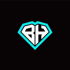 Obraz premium B H initial letter with unique diamond style logo template vector