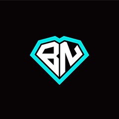 B N initial letter with unique diamond style logo template vector
