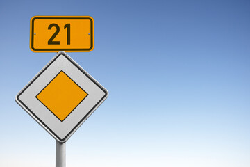 Bundesstraße 21, B 21, Verkehrsschild