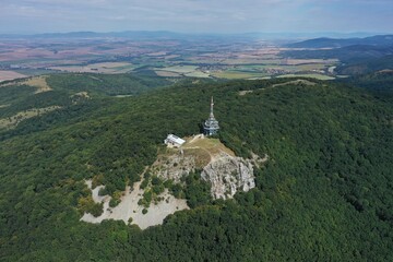 Fototapeta na wymiar Aerial view of the Zobor pyramid in Nitra, Slovakia