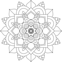 Easy Mandala coloring book simple and basic for beginners, seniors and children. Set of Mehndi flower pattern for Henna drawing and tattoo. Decoration in ethnic oriental, Indian style.