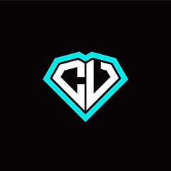 C U initial letter with unique diamond style logo template vector