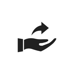 Hand holding arrow icon. Share symbol isolated on white. Vector illustration.