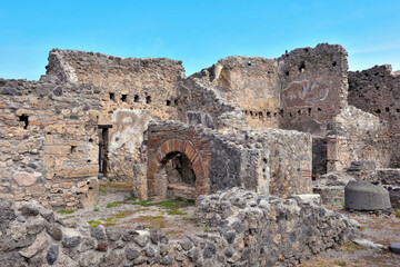 Ruins of Ancient Roman city of Pompeii Italy, was destroyed and buried with ash after Vesuvius...