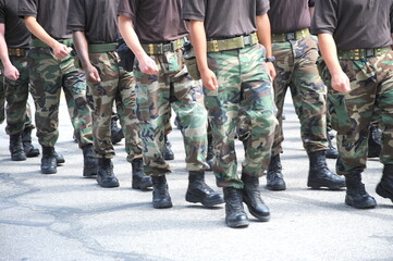 Military academy parade outdoors.