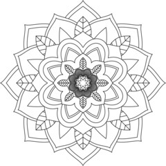 Easy Mandala coloring book simple and basic for beginners, seniors and children. Set of Mehndi flower pattern for Henna drawing and tattoo. Decoration in ethnic oriental, Indian style.