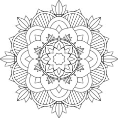 Easy Mandala coloring book simple and basic for beginners, seniors and children. Set of Mehndi flower pattern for Henna drawing and tattoo. Decoration in ethnic oriental, Indian style.