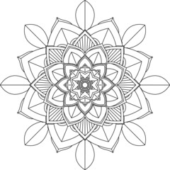 Easy Mandala coloring book simple and basic for beginners, seniors and children. Set of Mehndi flower pattern for Henna drawing and tattoo. Decoration in ethnic oriental, Indian style.