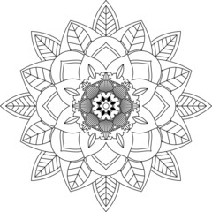 Easy Mandala coloring book simple and basic for beginners, seniors and children. Set of Mehndi flower pattern for Henna drawing and tattoo. Decoration in ethnic oriental, Indian style.