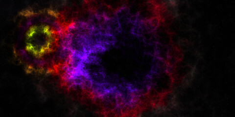 Fototapeta na wymiar Artistic Abstract Multicolored Glowing Nebula Galaxy Shaped As An Eye, Supernova, Stars nebula in space. 3D illustration