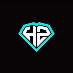 H Z initial letter with unique diamond style logo template vector