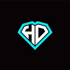 H O initial letter with unique diamond style logo template vector