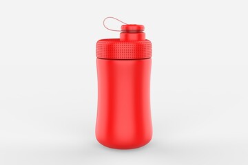 Obraz premium Fitness running and sport water bottles isolated on white background. 3d illustration