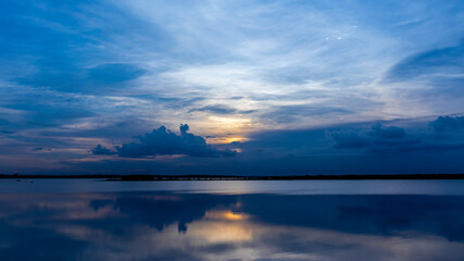 Fototapeta na wymiar beautiful blue sunset or sunrise